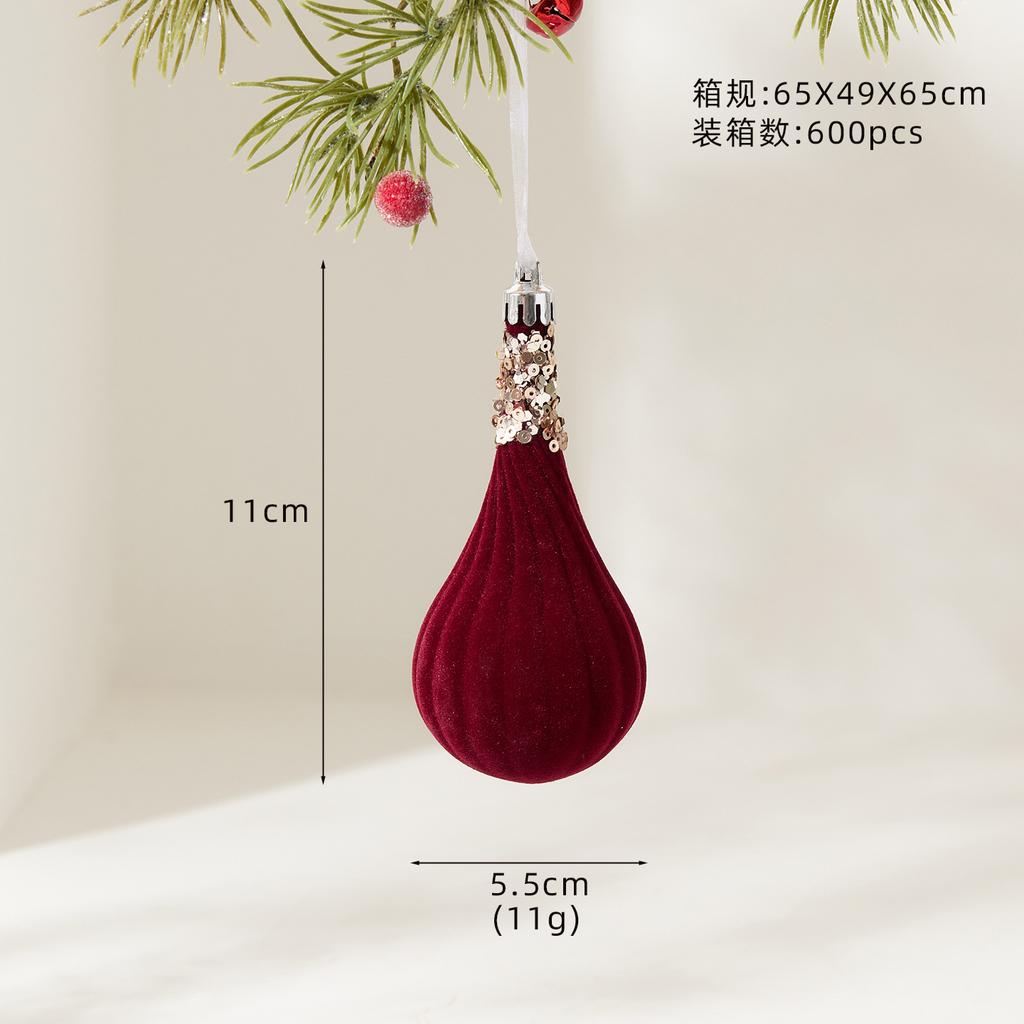 Red Velvet Flocked Christmas Tree Pendant Snowflake Bell Wreath Stocking Bow Elk Christmas Decoration Ornaments Home Decor