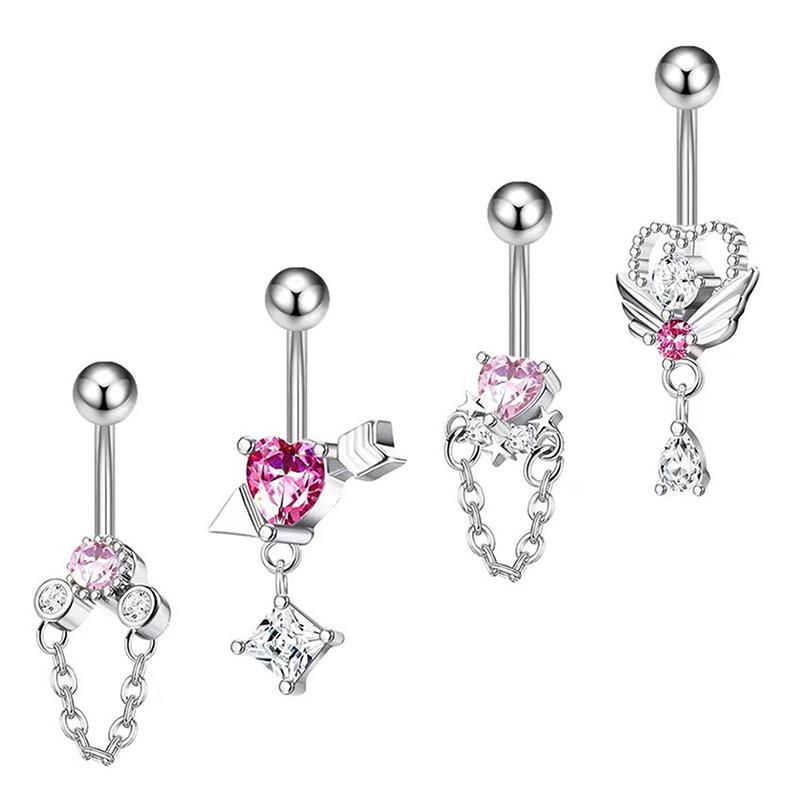 Zirkon Herz Bauchnabel Nagel Piercing Gefälschte Bauchnabel Ring Körper Schmuck Für Frauen