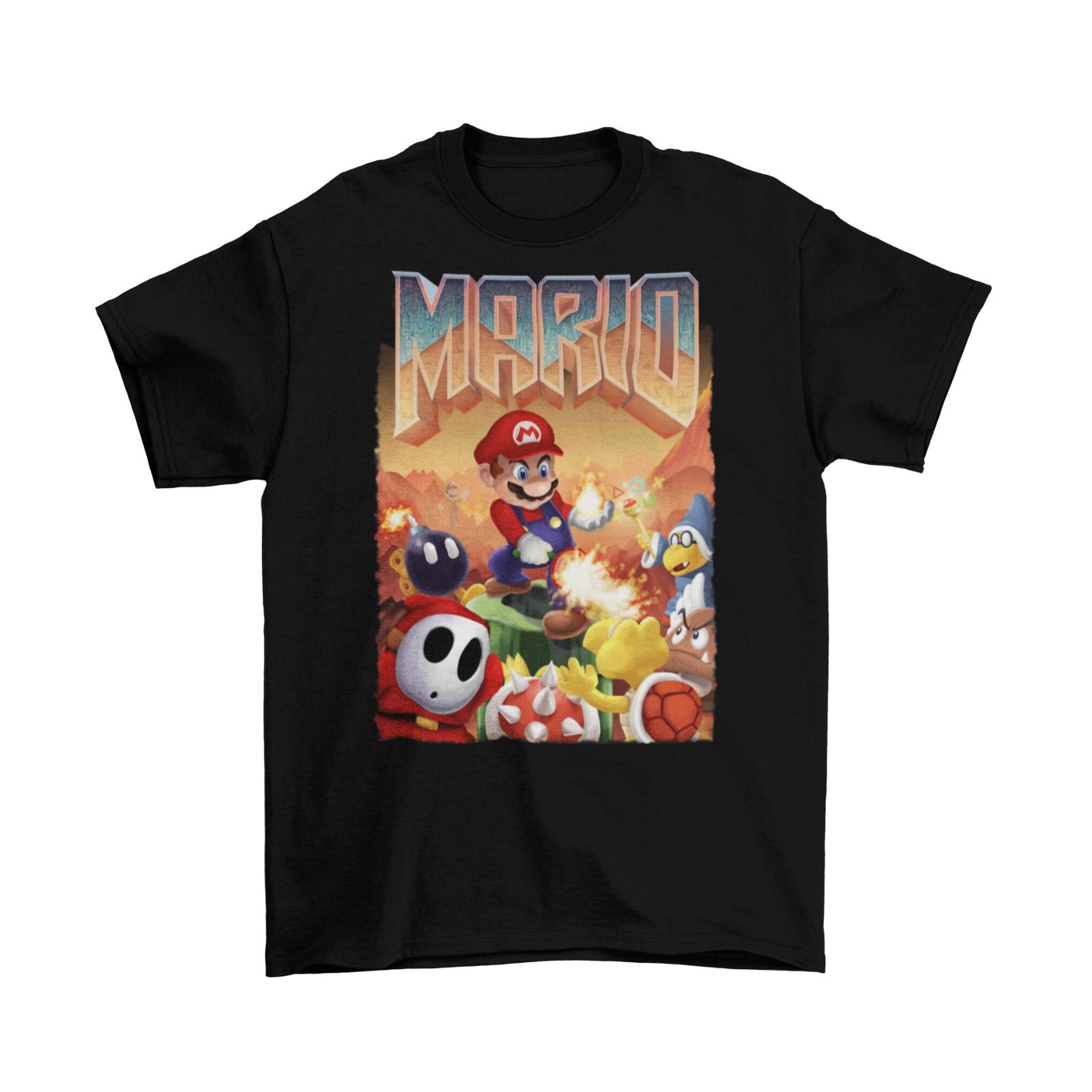 Футболка Doom Super Mario Унисекс Хлопок Взрослая Смешная Видеоигра Ретро Оружие Новая S разноцветный