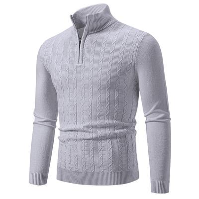 Autumn Winter Sweaters Men Casual Slim Fit Sweater Zip Up Knitted Pullovers Male Solid Color Sweater Man