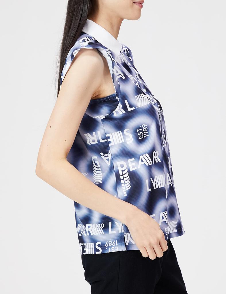 PEARLY GATES Women's Short Sleeve Polo Shirt with Interwoven Shadow Border and Logo Gradient Pattern / 055-2260810 120_Navy Logo Size 1 [M]