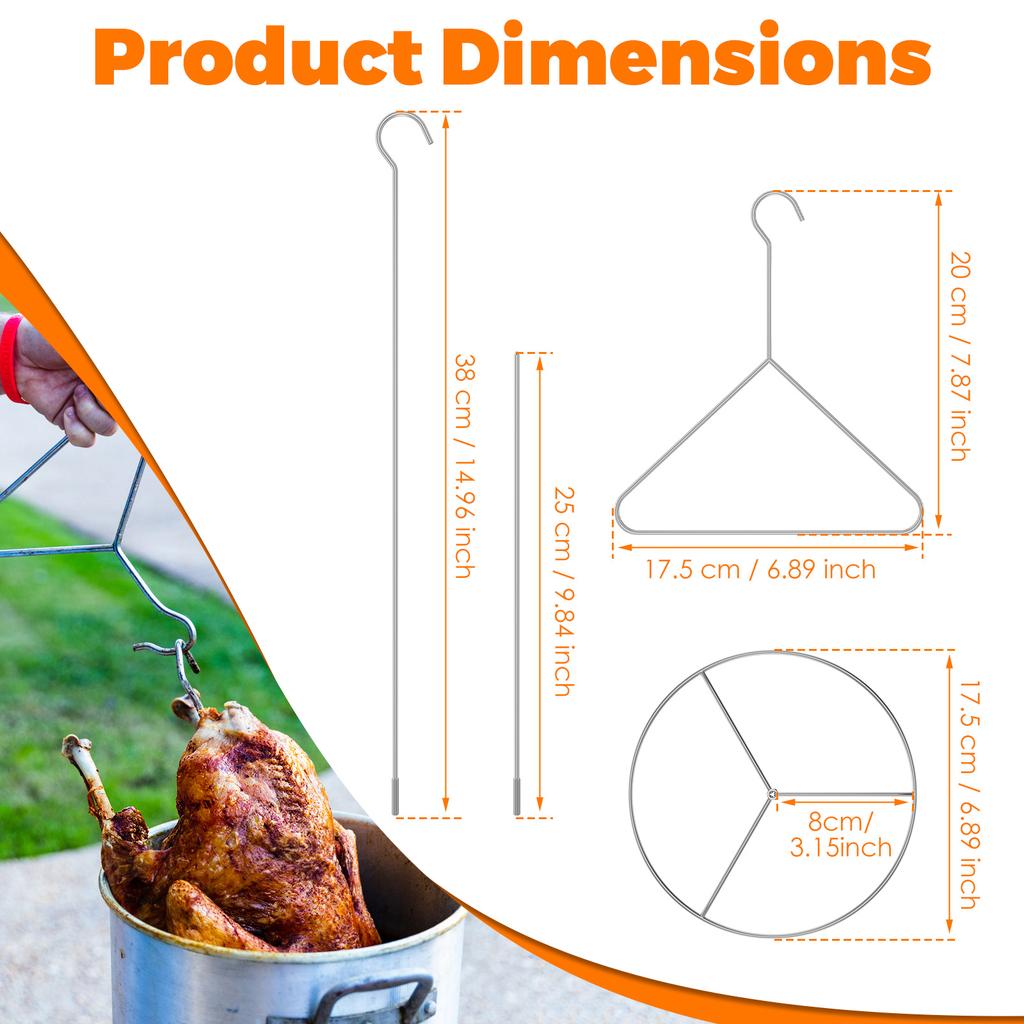 Stainless Steel Turkey Fryer Stand Kit Vertical Chicken Roaster Stand Rack Turkey Fryer Grill Accessories for Deep Fry Pot & BBQ