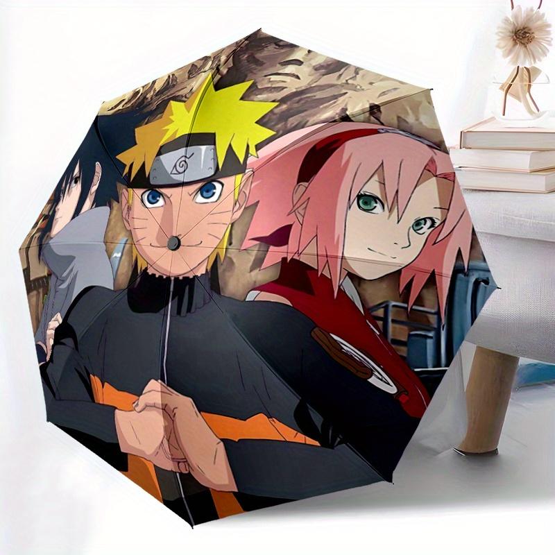 1pc Naruto, Sasuke & Sakura: Anime Characters Automatic Opening Umbrella - Portable 3-Fold Design with Iron Frame - Outdoor, for Fans, Travelers,