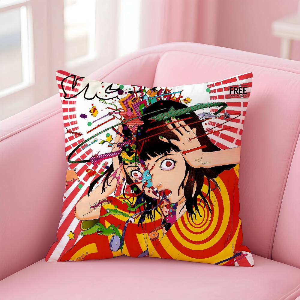 Funny S-Shintaro Kago Art Pillow Case Safe Custom Photo Pillow, Anti-fade Brushed Fleece Cushion, Maternal & Infant Safe. 40cmx40cm
