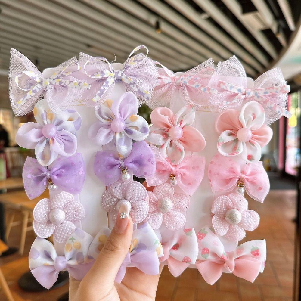 10PCS/Set Lace Orangza Hair Clip Floral Hairbow Cute Hairpin