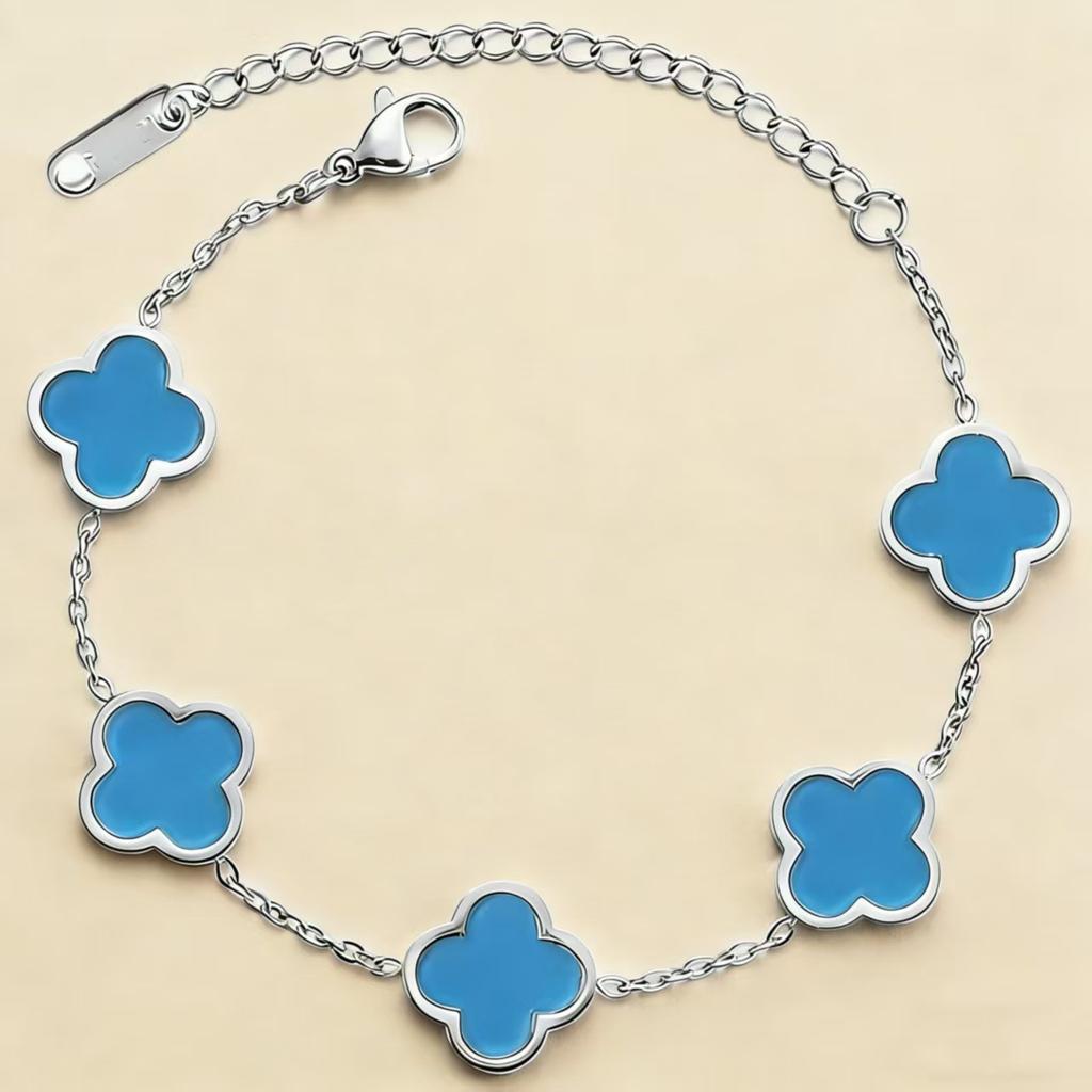 Stylish New Smooth Four-leaf Clover Bracelet Titanium Steel Double-sided Women's Bracelet