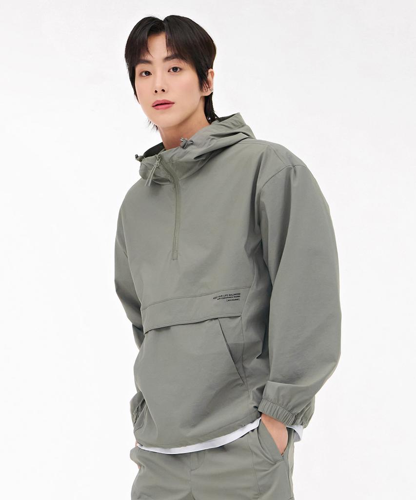 Chasecult Unisex Stretch Hooded Anorak T-Shirt - Khaki