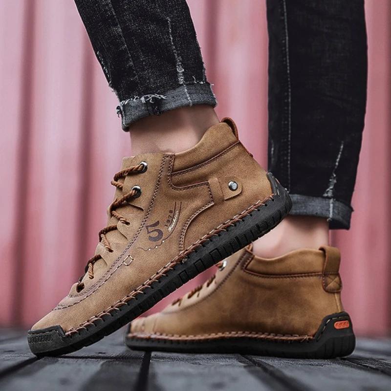 Fashion Designer Men Shoes Luxury Men Boots Handmade Leather Casual Shoes for Men High Quality Ankle Boots Outdoor Shoes Zapatos