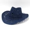 Hot-selling Hollowed-out Panama Straw Hat Women's Retro Straw Woven Western Cowboy Hat Men's Summer Sunscreen Beach Hat