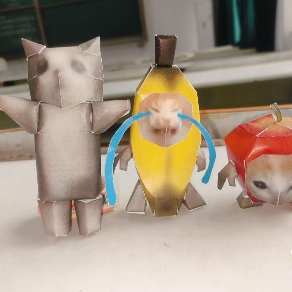 Rotating Cat Cat Paper Model Home Decoration Kitten Paper Model 3D Folding Paper Cat For Children