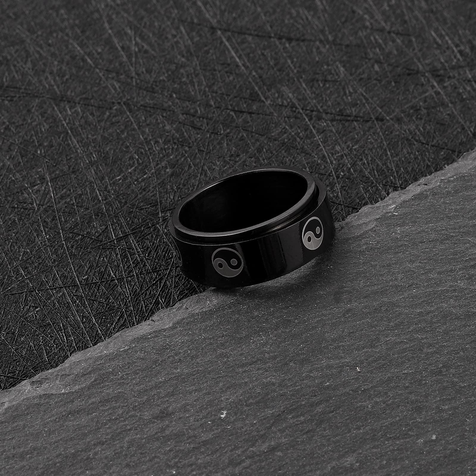 

Модные кольца-спиннеры из нержавеющей стали Инь Ян Тай Чи для женщин и мужчин, модные вращающиеся кольца в китайском стиле, мужские обручальные кольца 13