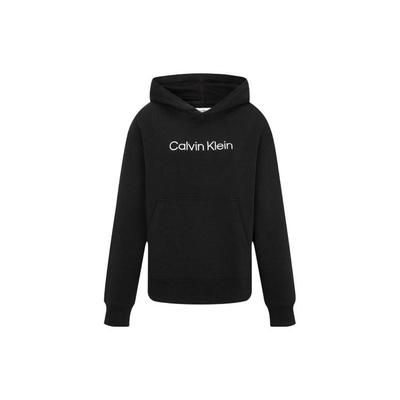 Bestickter einfarbiger Hoodie Damen Tops Klassisch-Schwarz 40WH106-BAE