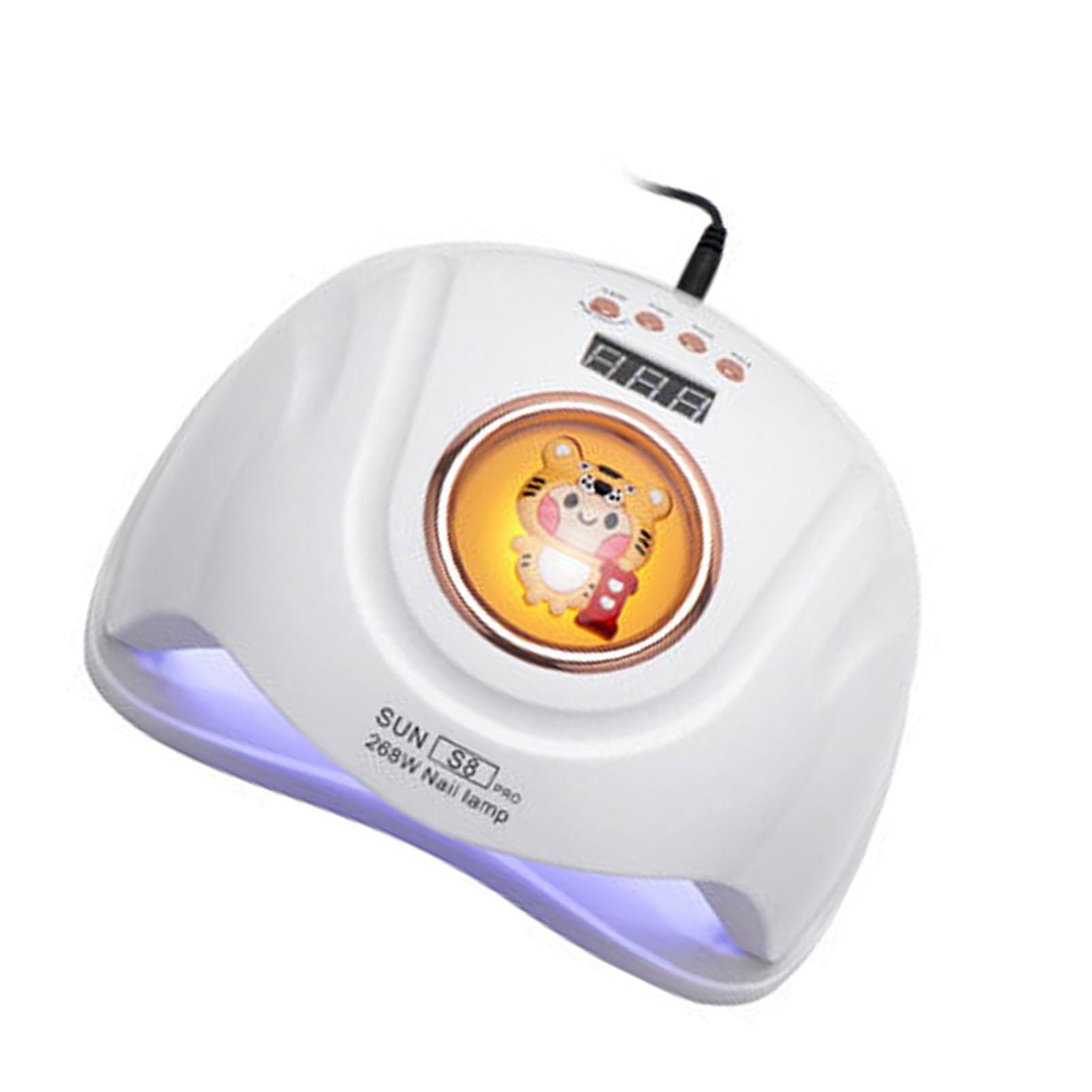 

УФ-лампа для ногтей с гелем, быстрая сушка, 268 Вт, 4 таймера, светодиодный дисплей, 57 шт., чипы, интеллектуальный датчик, мультфильм белый