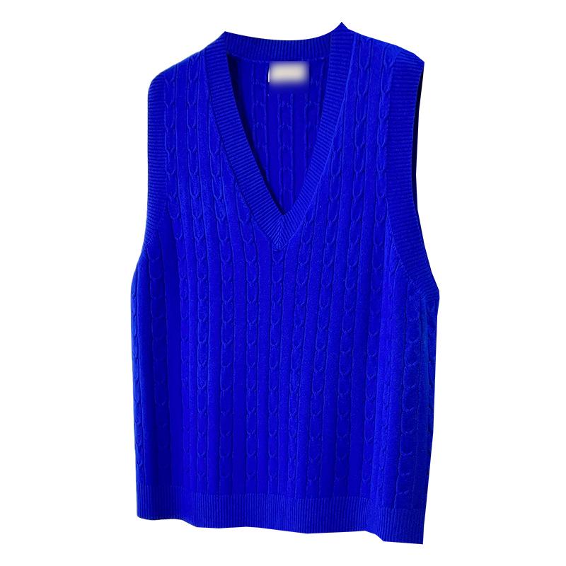 Plus Size Women's Solid V-neck Knit Vest for Spring/Autumn 2026 - Versatile Cardigan Outerwear 