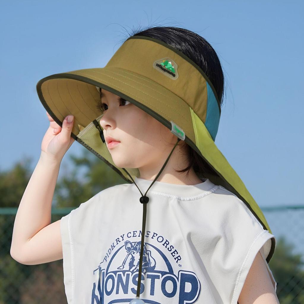 Children's Sun Visor Hat with Neck Protection - UV Protection, Summer Outdoor Hat for Boys and Girls