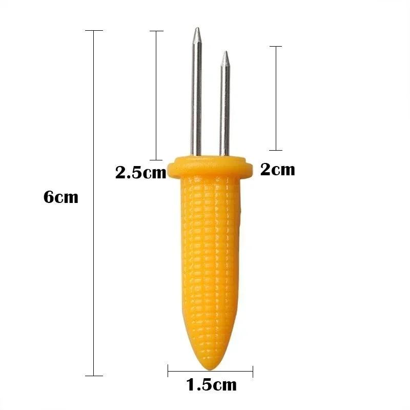 10pcs Household Kitchen Convenience Stainless Steel Corn Needle Corn Insert Creative Fork Portable Barbecue Fork Kitchen Gadget
