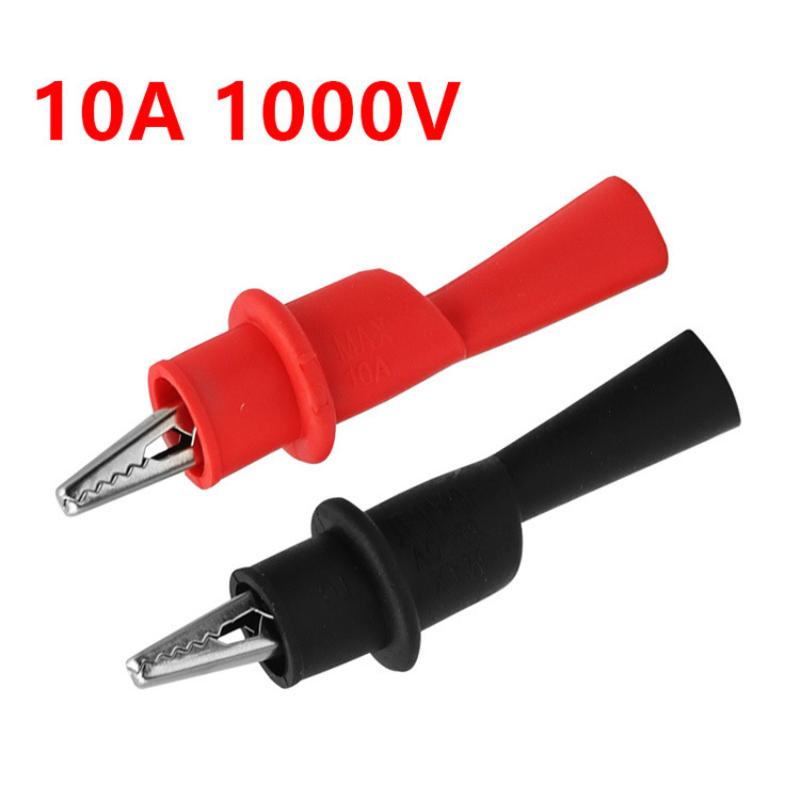 2Pcs Alligator Clips Test Clip Clamp Set Red Black Wire Tips 10A 1000V Multimeter Tester Probes For Ac Dc Power Measurement