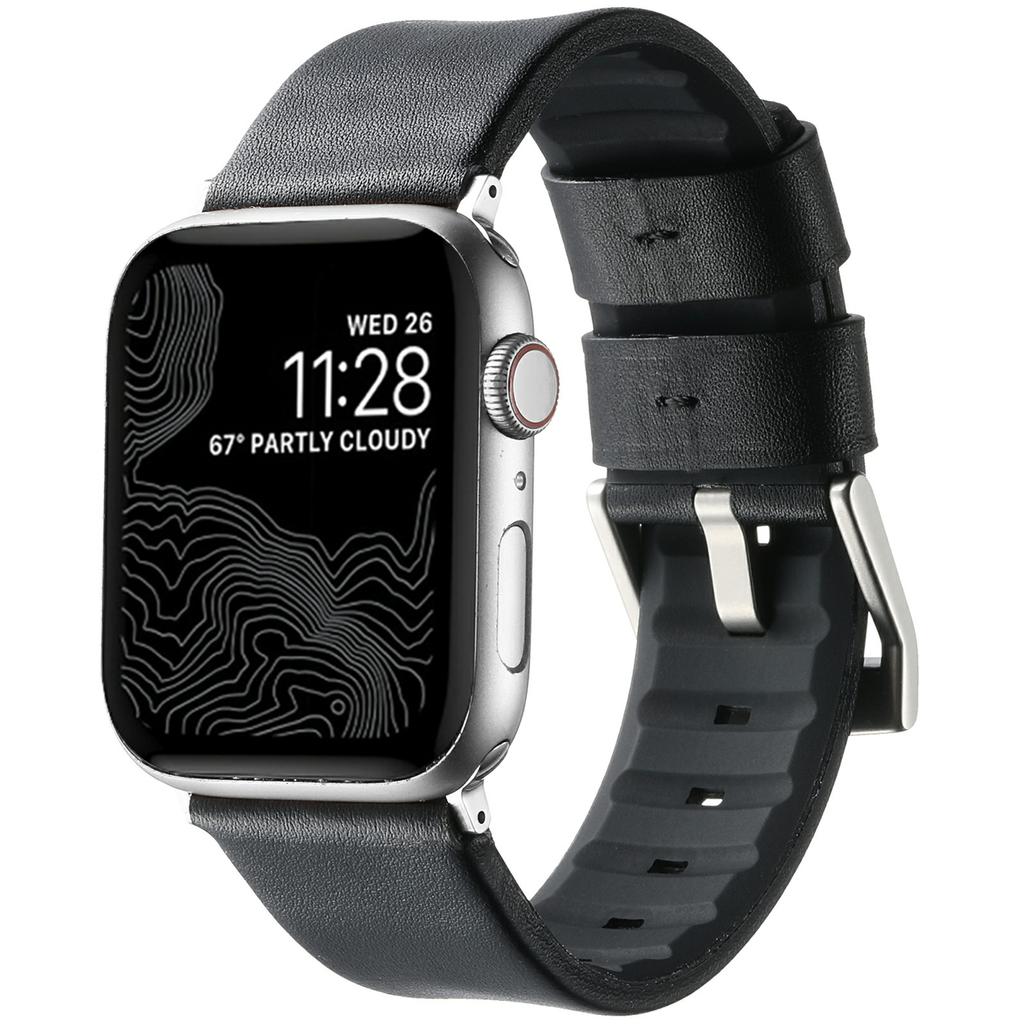 Watch Strap for Apple Watch Ultra 3 2 1 49mm/Series 11 10 46mm/9 8 7 45mm/SE3 SE2 SE 6 5 4 44mm/3 2 1 42mm Genuine Cow Leather Silicone Band