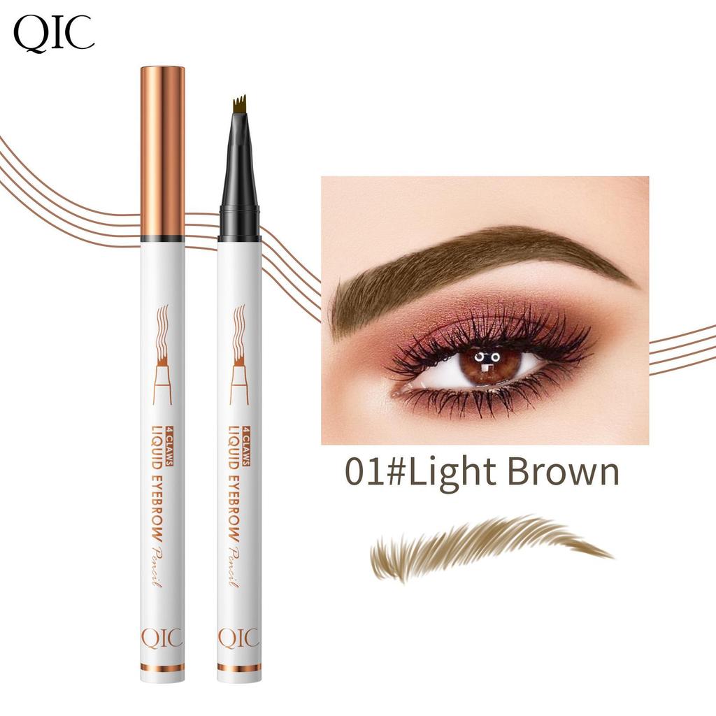 QIC 5D White Tube Four-Prong Waterproof Smudge-Proof Micro-Sculpting Liquid Eyebrow Pencil.