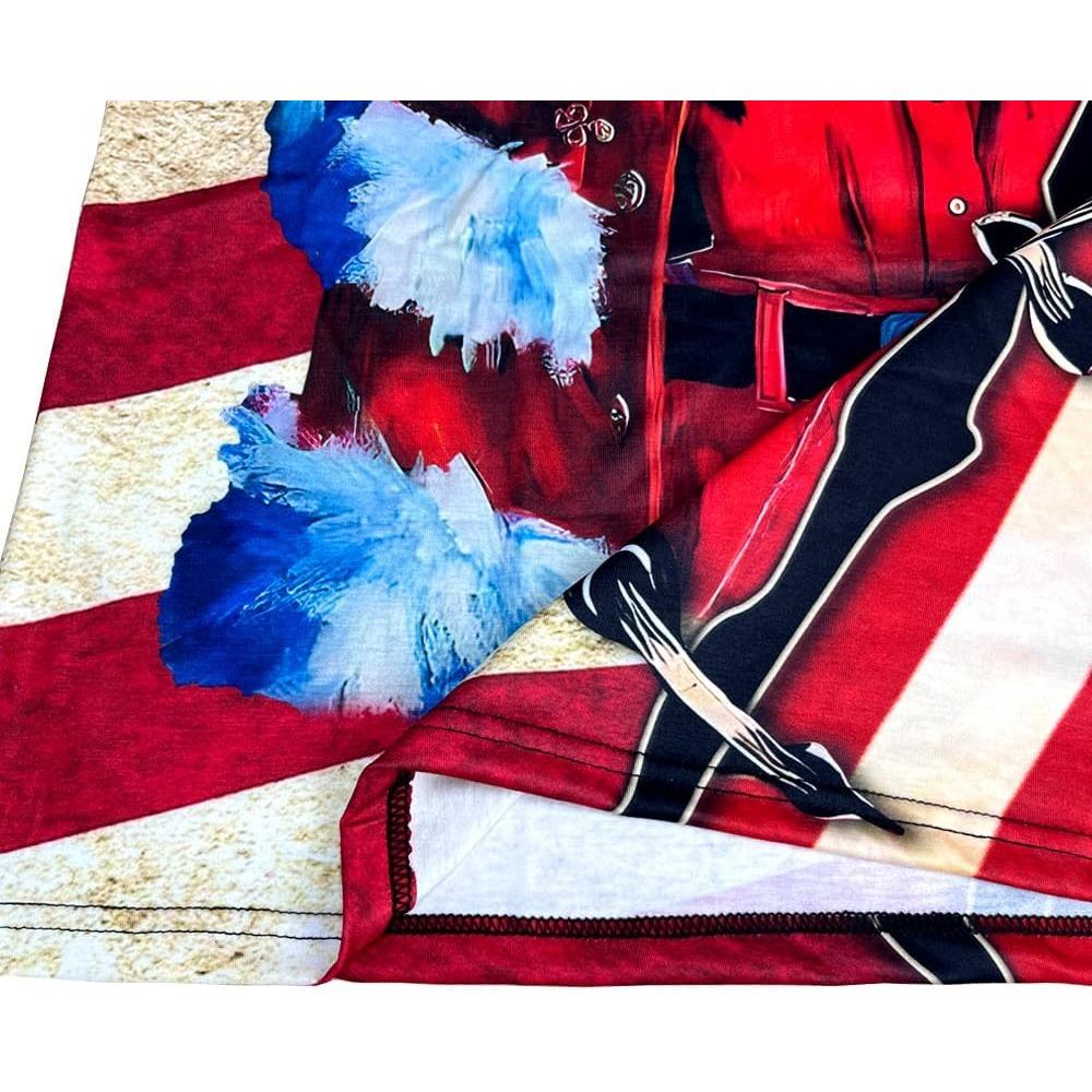 Family Christmas Shirts Santa Print Patriotic Tshirts for Men American Flag Short Sleeve T-shirts