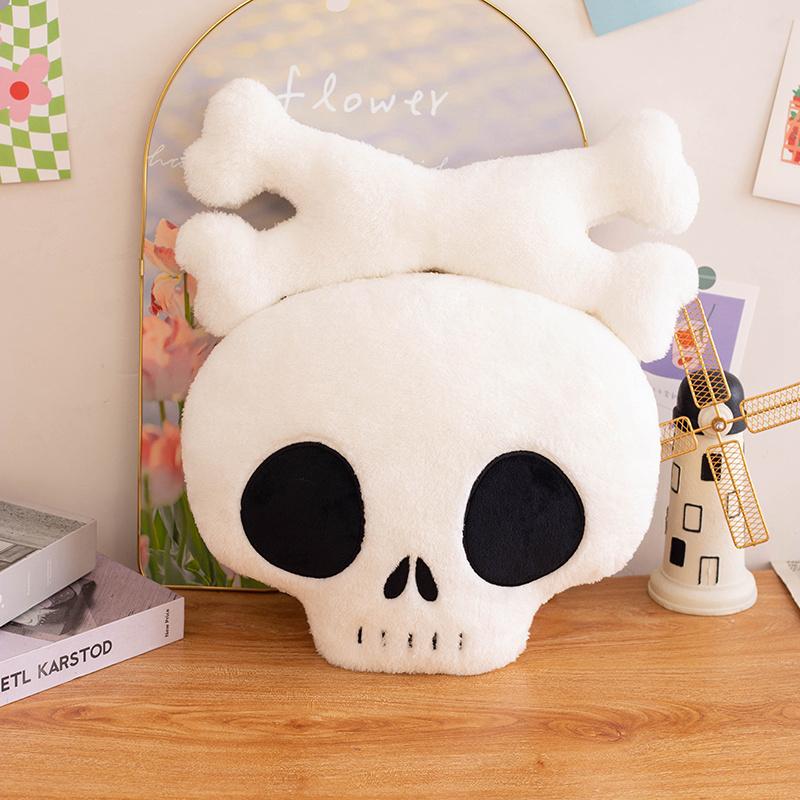 Simulation Halloween Skull Bones Plush Doll Pillow Super Soft White Scary Skull Plush Toy Holiday Decor Trick Or Treat