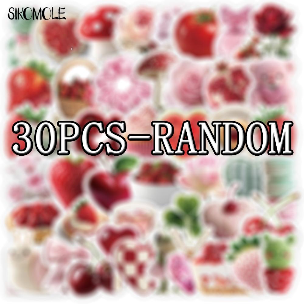 10 30 50Pcs Cute Ins Strawberry Sweet Dessert Stickers Aesthetic Decal For Skateboard Suitcase Craft Supplies Graffiti Sticker