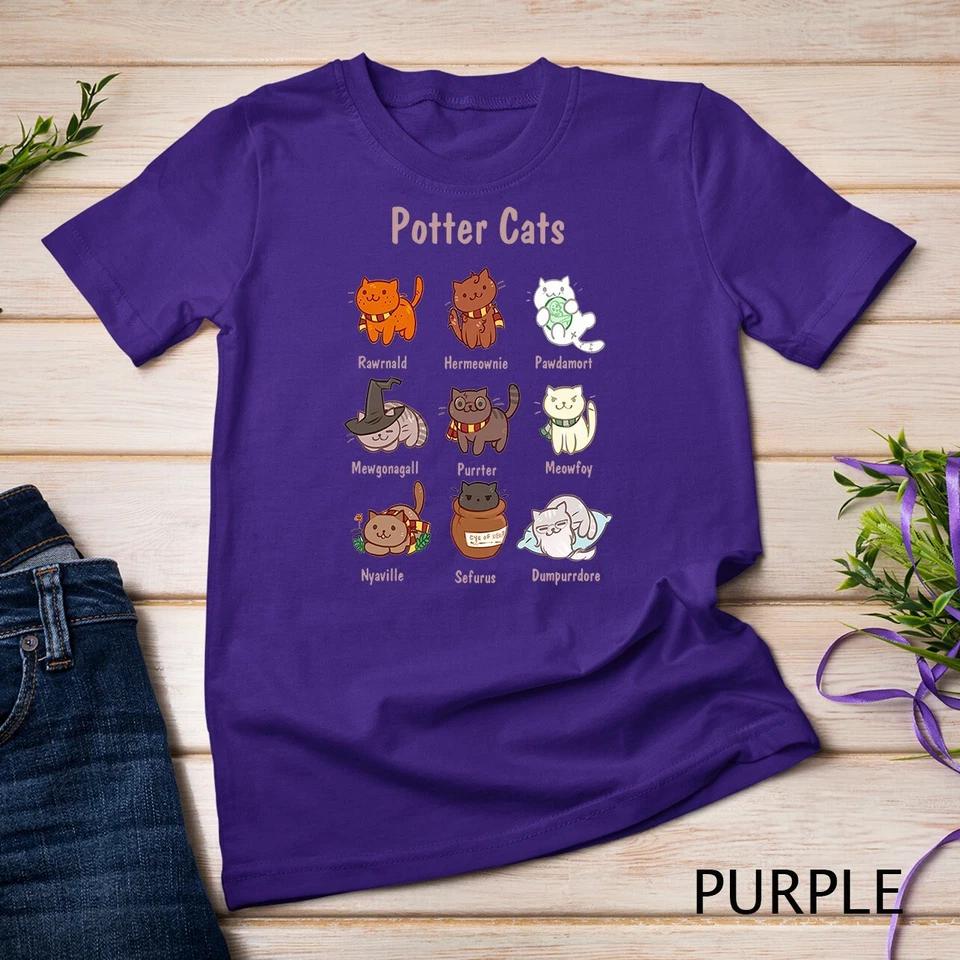 Potter Cats t-shirt, Funny Gifts For Cat Lovers Tshirt Unisex T-shirt 7 S