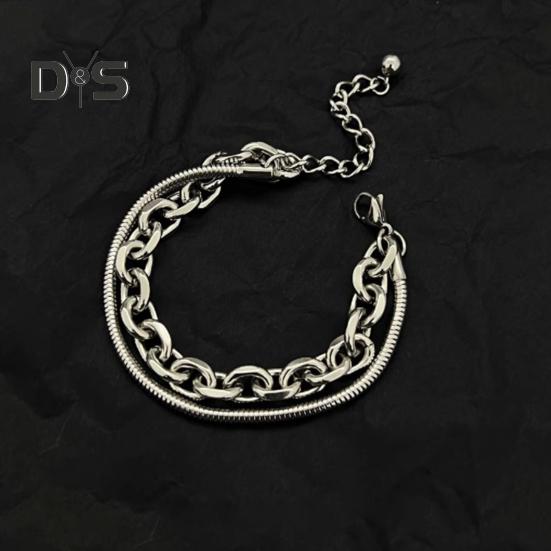 Bracelet chaîne bohème pour hommes et femmes, bracelet vintage à double couche à maillons cubains, bijoux hip-hop punk pour garçons, cadeaux d'anniversaire