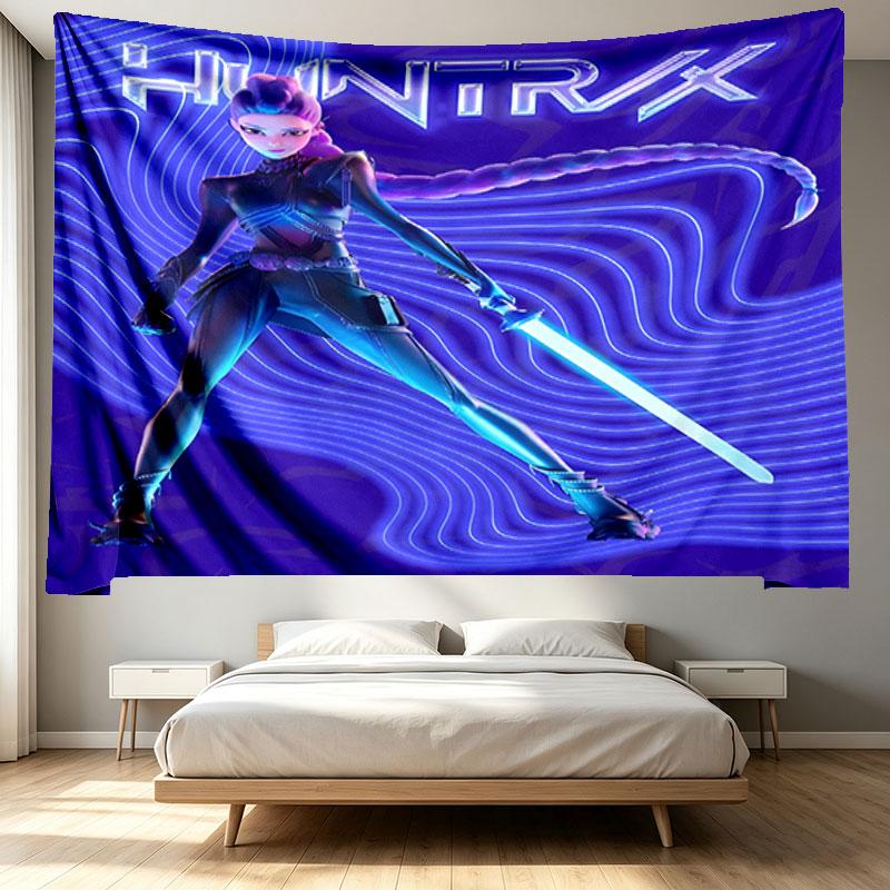 KPop Demon Hunters Print Tapestry - Portable Wall Decor Cloth, for Home, Dorm, Travel, Bedroom, Living Room - Ideal Birthday Housewarming Gift