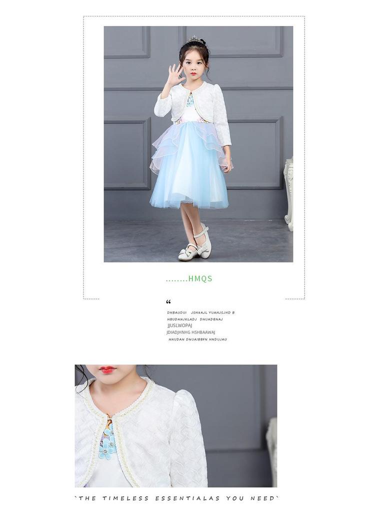 2020 Children's Lace Pearl Shawl Waistcoat, Long Sleeve Princess Jacket for Girls