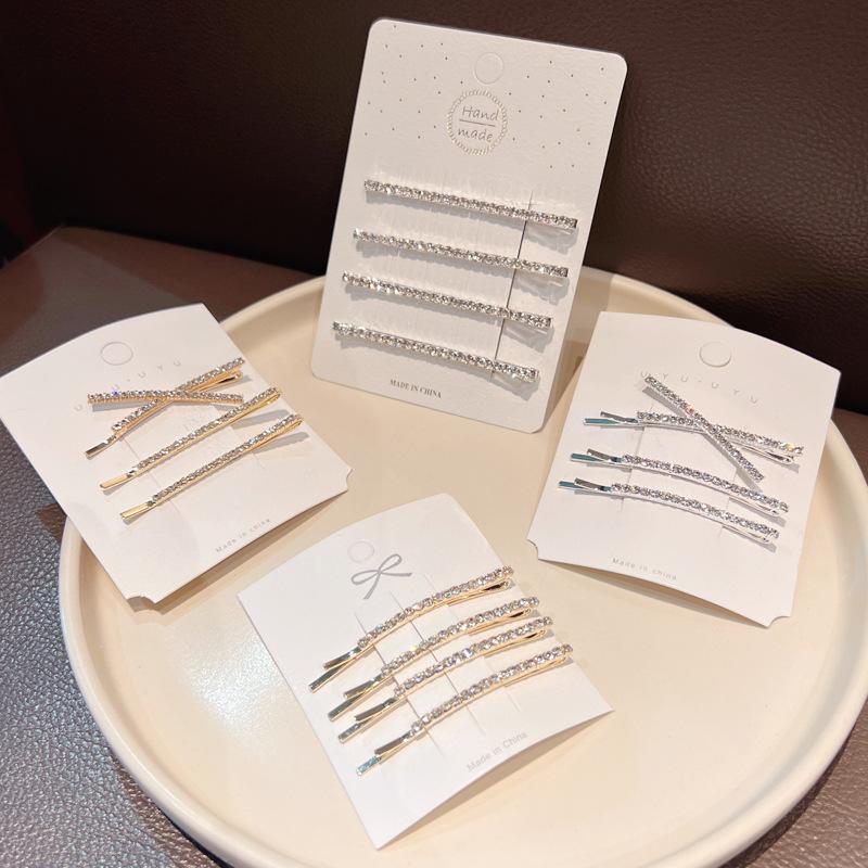 2/3/4PCS X-shaped Hair Clips Shiny Rhinestone Fashionable Small Hair Clips Fringe Decorative Clips ringe Decorative Clips