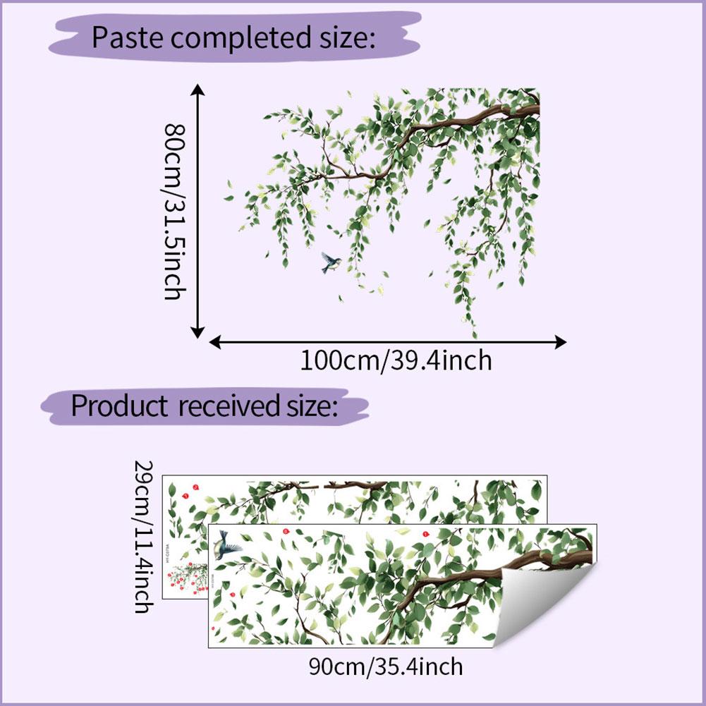 2 Stück/Set Baumäste Blätter Vögel Wandaufkleber Abnehmbare Selbstklebende Aufkleber Schlafzimmer Wohnzimmer Dekorationszubehör