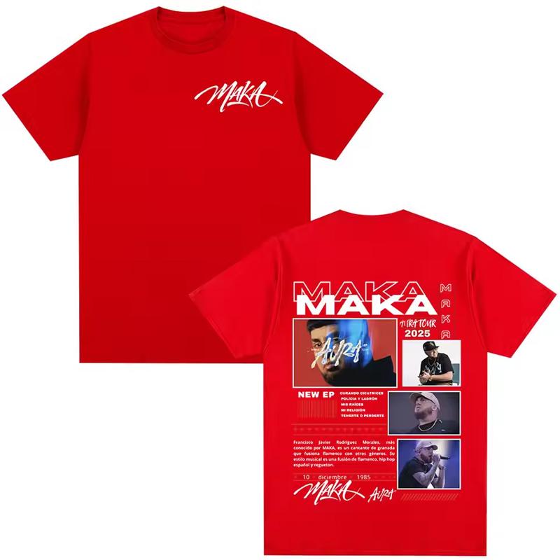 Rapper Maka Aura 2026 Tour Merch T Shirts Men Women Fashion Vintage Street T-shirt Casual Cotton Short Sleeve T Shirt Streetwear