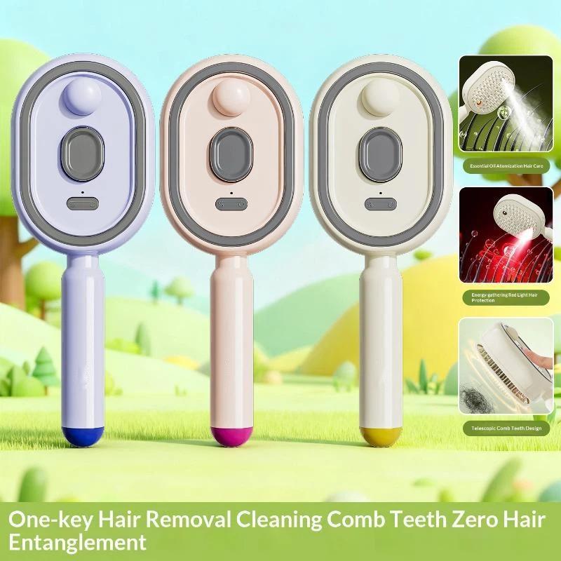 Electric Spray Hair Brush 2-In-1 Misting Hair Brush With Water Spray Reduce Frizz Anti-Static Retractable Steam Massage Comb