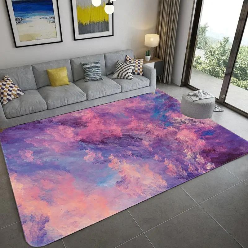 Nordic Abstract Colorful Cloud Carpet Oil Painting Style Sky Soft Children' Room Area Rugs Home Living Room Floor Mat Doormat