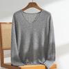 Early Autumn Retro V-neck Hollow Pure Cashmere Women's Pullover - Korean Soft Casual Knit Long Sleeve Sweater