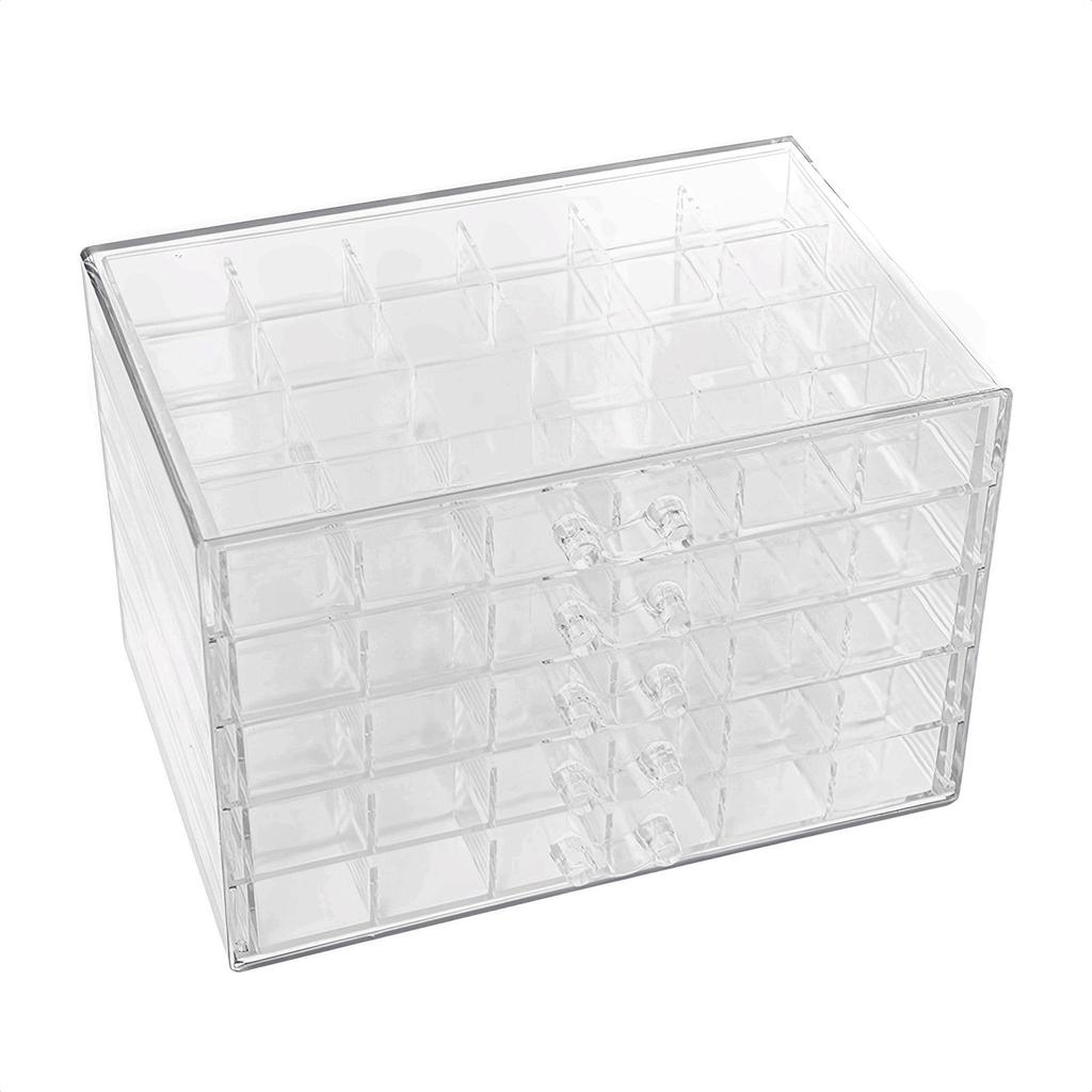 East Leaf Bead Cabinet, Nail Storage Box, Small Organizer, Accessories, Small Organizer [5 Tiers, 120 Grids, Clear Acrylic, 21.5x14.5x15cm]