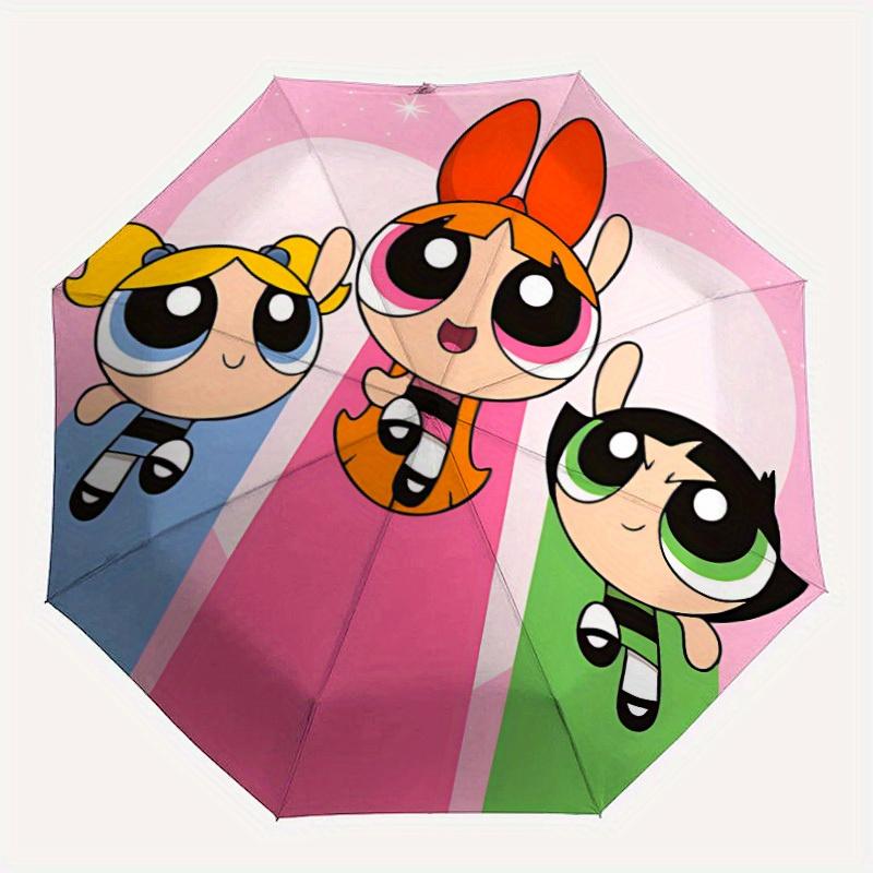 

1pc Powerpuff Girls Automatic Umbrella - 8-Rib Foldable Design, Outdoor Adventures, Durable Canopy Material yy250823178