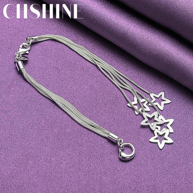 CHSHINE 925 Sterling Silver Five Snake Chain Stars Bracelet For Women Men Fashion Charm High Quality Jewelry