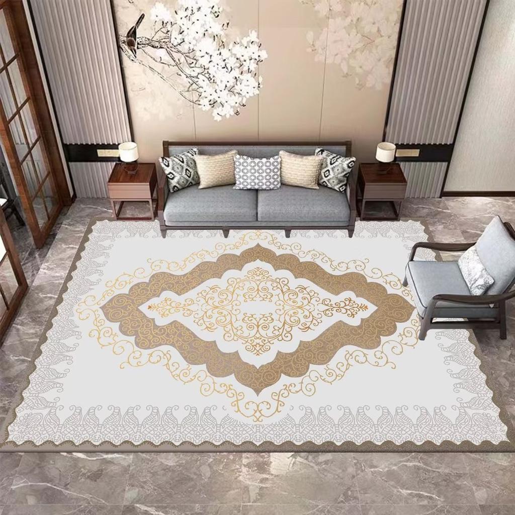 Luxury Marble Carpet Living Room European Style High-grade Non-slip Soft Large Rugs Bedroom Decoration Bedside Plush Floor Mats