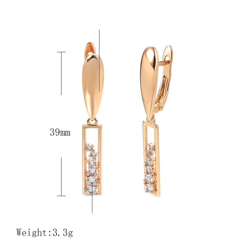 1 paar Goldene Farbe Lange Tropfen Ohrringe Makellos Glatt Cilp Frauen Ohrring Hohl Weiß Zirkon Party Feine Mode Schmuck Creolen