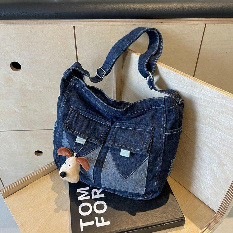 Denim Crossbody Bag for Women Vintage Retro Shoulder Bags Multi-Pocket Leisure Tote Handbag Luxury Designer Female Shopping Bags