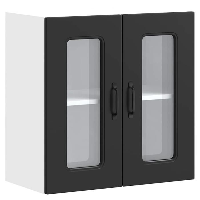 VidaXL Armoire murale de cuisine avec porte en verre Kalmar noir, meuble mural de cuisine, armoires murales avec portes, 853668