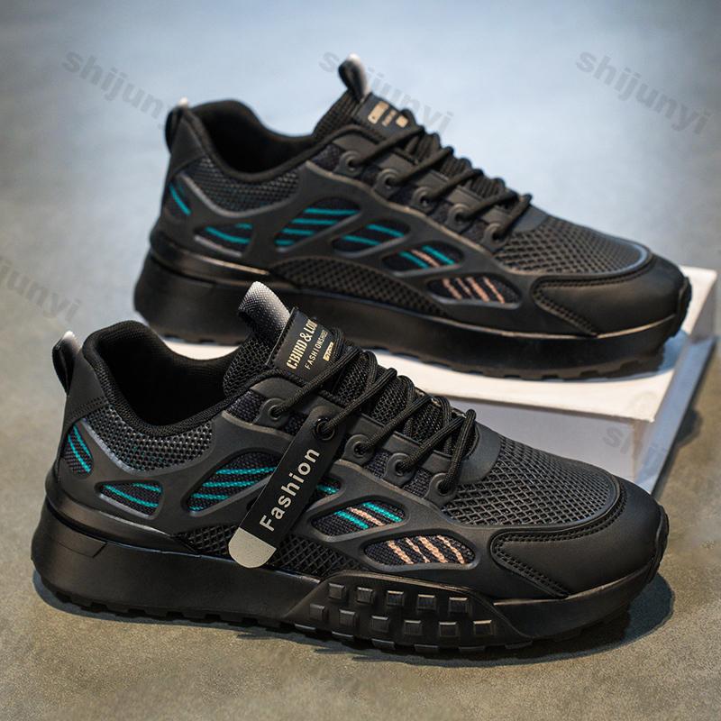 

Men s Summer Mesh Breathable Casual Shoes 2026 New Fashi Trend Sports N Slip Thick Soled Shoes Comfortable Chunky sneakers 44 чорний