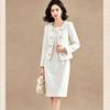 EST+II Women's Round Neck Button-Down Long Sleeve Two-Piece Dress Set