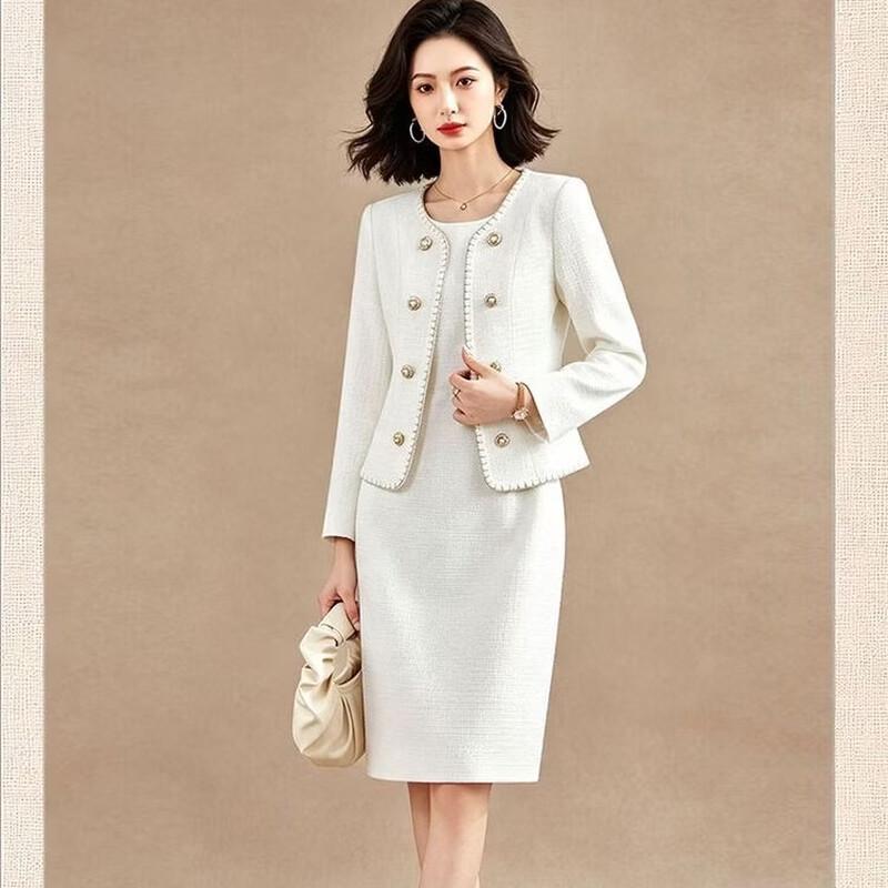 EST+II Women's Round Neck Button-Down Long Sleeve Two-Piece Dress Set