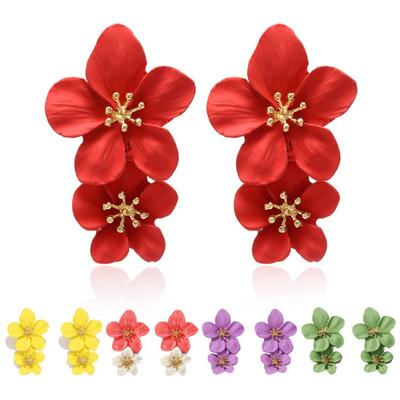 1 Pair Ear Studs Trendy Non-allergic Exquisite Elegant Double Layer Flower Design Women Earrings for Party