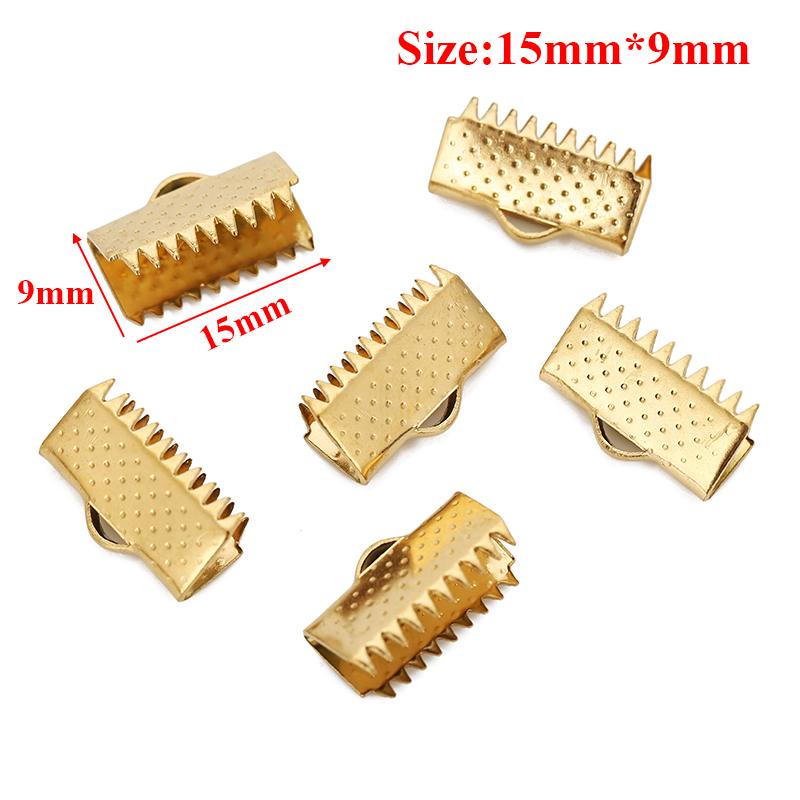 20pcs Crimp Beads Cord End Caps Cove Clasps String Ribbon Leather Clips Foldover Connectors for DIY Jewelry Findings Supplies