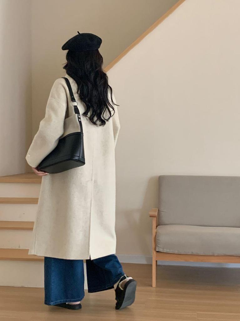 Women's High-End Double-Sided Wool Coat with Stand Collar - 2026 Autumn/Winter Collection