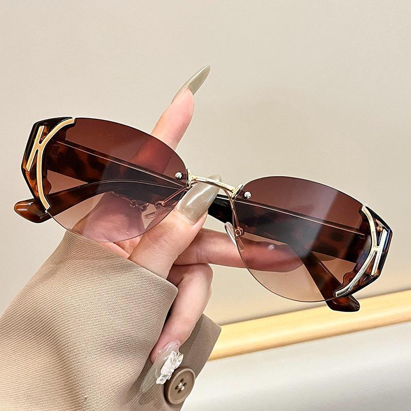 Cross-Border Luxury UV-Protection Cat-Eye Round Sunglasses